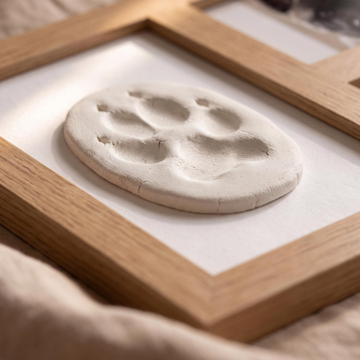 Golden Memory paw print keepsake photo