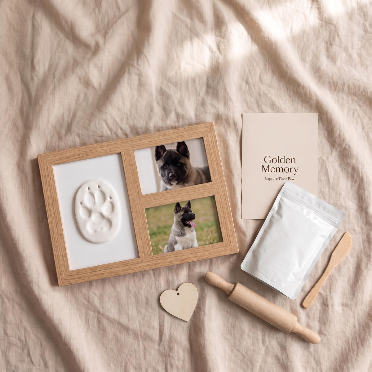 Golden Memory paw print keepsake photo